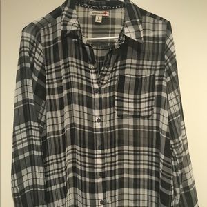 Old Navy Plaid Long sleeve Black & White Top